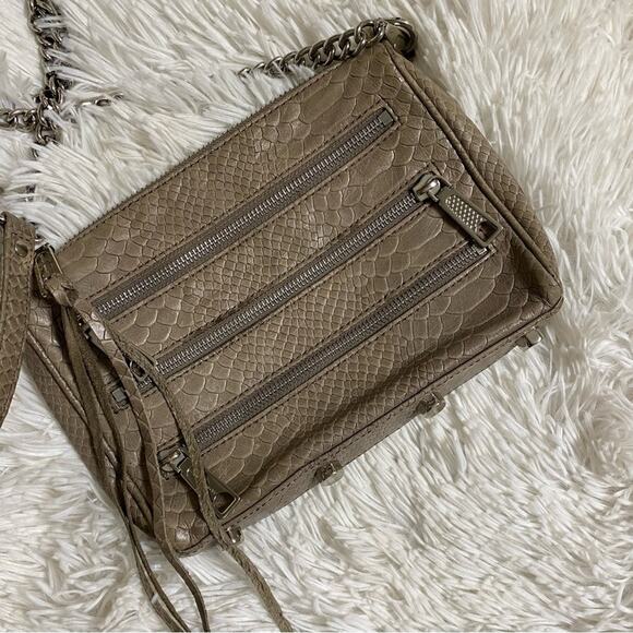 REBECCA MINKOFF • Tan + Silver Snakeskin Fringe Leopard Crossbody Bag - Picture 5 of 11